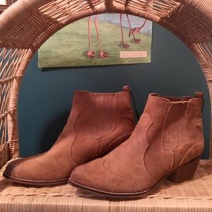 Brown suede ankle boots